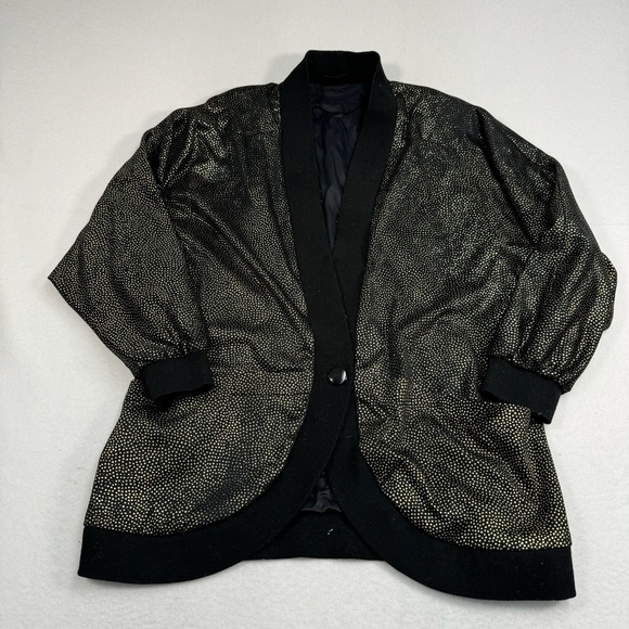 Barucci Exclusive Button Jacket Mens Size 50 Black Gold Dot Metallic Vintage - Picture 1 of 10